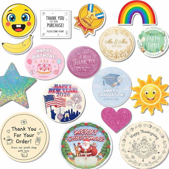 Custom Snap-in Sticker Roll Cartridge Refill – Compatible with StickerBot Automatic Sticker Dispenser – Personalized Thank You Labels for Packaging & Office Use